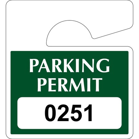 Lustre-Cal Economy Hanging Parking Permit Green 3in x 2.75in  20mil Plastic Serialized 251-300, 50PK 253814201G0251
